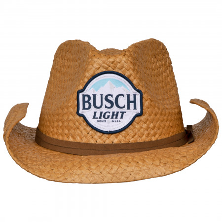 Busch Light Straw Cowboy Hat With Brown Band